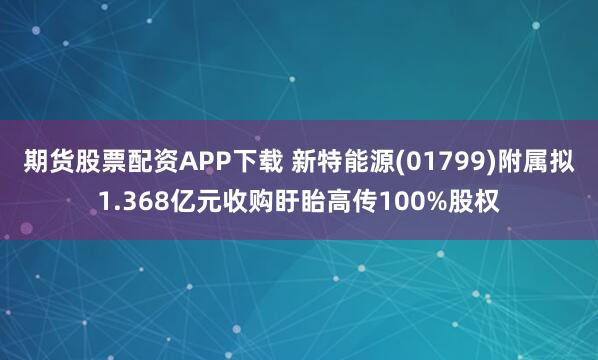 期货股票配资APP下载 新特能源(01799)附属拟1.368亿元收购盱眙高传100%股权