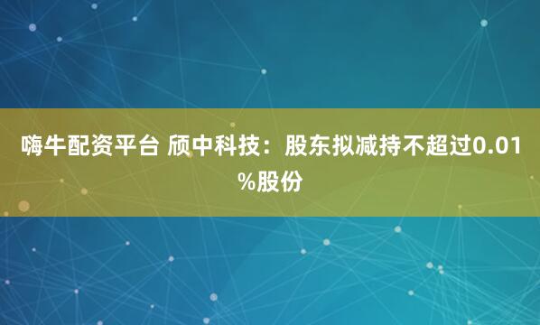 嗨牛配资平台 颀中科技：股东拟减持不超过0.01%股份